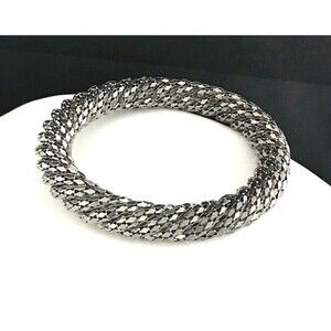 New Hematite Tone Mesh Bangle Bracelet Woven Wrap Design 8.5 Inch - 3Z